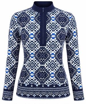 Tommy Bahama Women’s Navy Blue & White Geometric Print Half-Zip Rash Guard LG
